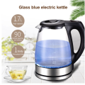 Electric Kettle Stainless Steel Glass  Pot Electric Water Heater with Blue Led - White NEW