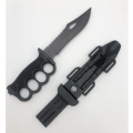 Knuckleduster Grip Survival Hunting Knife With Flint Sharpener & Compass