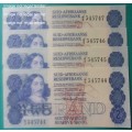 R2.00 fourth issue mint replacement banknotes. 4 in sequence.