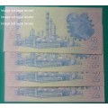 R2.00 fourth issue mint replacement banknotes. 4 in sequence.