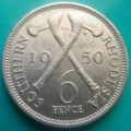 Rhodesia 1950 6 Pence in great condition