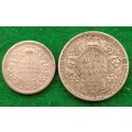 British India 1942 half and quarter rupee lot
