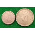 British India 1942 half and quarter rupee lot