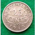 Seychelles 1943 25 cent in great condition