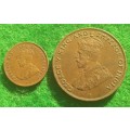 Mauritius 1922 cent and 1924 5 cent