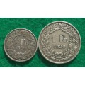 Switzerland 1920 half and 1 Franc