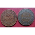 Australia 1915 pennies. H and no mint mark