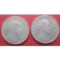 Italy 1926 and 1927 2 lire coins