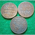 Austria 1744 Liard, Province of Gelderland 1786 Duit and Belgium .1835. 2 cents