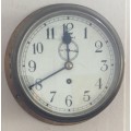 Ship's bulkhead clock 185 mm dial with original key....all brass....working, wind once per week.
