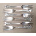 Sterling silver cake forks. Set of 6, 105 grams. Birmingham silver marks.