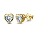 REAL 14K Gold Plated 925 Sterling Silver Heart Shape Earrings With Zircon Stones