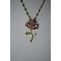 `R999` Bargain 18K Gold Plated Necklace Pink Flower Shape