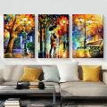 Canvas Art - 3 Piece Abstract Rainy Landscape Canvas Print Wall Art For Living Bedroom Office Decor