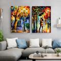 Canvas Art - 3 Piece Abstract Rainy Landscape Canvas Print Wall Art For Living Bedroom Office Decor