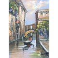 ORIGINAL - VENICE OIL PAINTING ON CANVAS SIGNED ATTACHED TO BOARD IN GOLD FRAME
