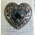 GORGEOUS WIDE BAND SILVER HEART DRESS RING   # 7