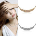Elegant 925 Sterling Silver Filled Crystal Choker Statement Bib Collar Necklace
