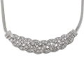 Elegant 925 Sterling Silver Filled Crystal Choker Statement Bib Collar Necklace