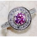 1CT Pink Sapphire & White Topaz 925 Solid Genuine Sterling Silver Ring Sz 8