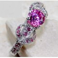2 CARATS PINK SAPPHIRE, GENUINE 925 SOLID STERLING SILVER RING SIZE 7. ITEM IS STAMPED 925.