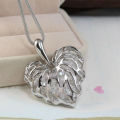 925 Sterling Silver Filled Large Heart Bib Statement Chain Pendant Necklace
