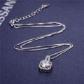 Silver Coated Crystal Charm Pendant Chain  Necklace