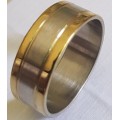 Stainless Steel Two Tone Men's Wedding Ring Size 7, 8, 9, 10,11,12,