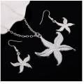 925 Sterling Silver Filled Flower Pendant Necklace & Earrings Set