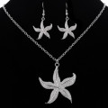 925 Sterling Silver Filled Flower Pendant Necklace & Earrings Set