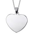 316L SOLID Stainless Steel Unisex  Engravable Heart Pendant  Necklace Including 60cm Ball Chain