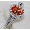 1CT Padparadscha Sapphire & Topaz 925 Solid Sterling Silver Ring  Sz 7