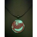 RED Glow in the dark Moon Pendant Leather Necklace