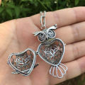Silver Filled Owl Perfume Fragrance Essential Oil Aromatherapy Diffuser Pendant Necklace