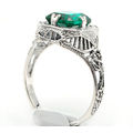 2CT Emerald Quartz 925 Solid Sterling Silver Victorian Style Ring  Sz 6