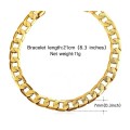 6mm  Unisex Stainless Steel Gold Filled  Cuban Link  Chain Bracelet 21cm