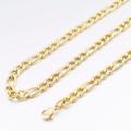 4mm Unisex Gold Filled  Stainless Steel  Figaro Chain Necklace 44cm