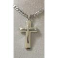 Solid Stainless Steel Cross Pendant & 4mm 56cm Cuban Link Chain Plus Free Giftbox