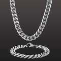 NEVER FADE 5mm Unisex  Stainless Steel  Cuban Link Chain Necklace & Bracelet Set