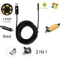 2in1 7mm 5M 6LED Endoscope USB Waterproof Borescope Inspection Camera For PC&Android Phone