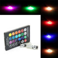 2x T10 RGB 16Color LED Car Wedge Reading Lamp Auto Interior Light+Remote Control