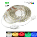 10M Waterproof SMD 5050 LED Strip 220V 60LEDS/M Flexible Tape Rope Light