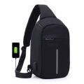 Men's Chest Pack Shoulder Bag Sling USB Charging Sports Anti-theft Bags
