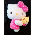 Sanrio Cat Character Hello Kitty with Teddy Bear.  Plush Toy Doll!  22cm.