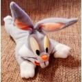 Bugs Bunny Lying On His Tummy - Soft Plush Beanie Bag Toy! 20cm.