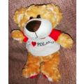 I Love Poland!  Cute little plush teddy bear!  25cm.
