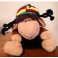 Nici Plush Soft Toy! Jolly Mah Brown Sheep with Non-Removable Rasta Beanie. 28cm.