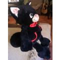 Matou Black Cat with Red Bow Tie and Red Heart! Plush Beanie Soft Toy! 45cm.
