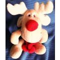 Bibi Choc! Christmas Reindeer . Red scarf and red nose! 25cm.