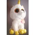 Pegasus the Beanie Boo Unicorn. Gold Glitter Eyes and Tags! 28cm.